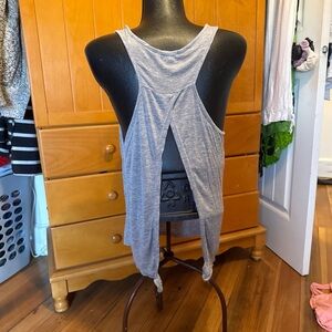 Charlotte Russe Gray Open Back Pocket Tank Oversized XS